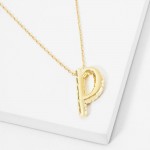 Wholesale dainty Chain Link Necklace Metal Bubble Initial Pendant Gold Dipped Hy