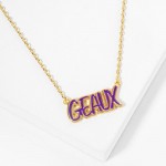 Wholesale dainty Chain Link Necklace Enamel GEAUX Pendant Gold Dipped Hypoallerg
