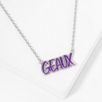 Wholesale dainty Chain Link Necklace Enamel GEAUX Pendant Gold Dipped Hypoallerg