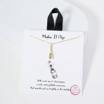 Wholesale dainty Chain Link Necklace Metal Champagne Bottle Cubic Zirconia Accen