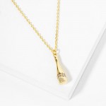 Wholesale dainty Chain Link Necklace Metal Champagne Bottle Cubic Zirconia Accen
