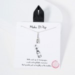 Wholesale dainty Chain Link Necklace Metal Champagne Bottle Cubic Zirconia Accen