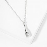 Wholesale dainty Chain Link Necklace Metal Champagne Bottle Cubic Zirconia Accen