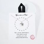Wholesale dainty Chain Link Necklace Metal Star Pendant Cubic Zirconia Accents G