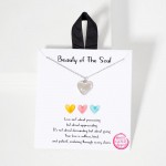 Wholesale dainty Chain Link Necklace Metal Textured Heart Pendant Cubic Zirconia