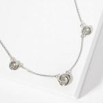 Wholesale dainty Chain Link Necklace Three Love Knots Cubic Zirconia Accents L E