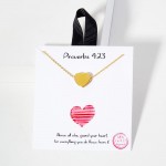 Wholesale dainty Chain Link Necklace Metal Heart Pendant Cubic Zirconia Accents