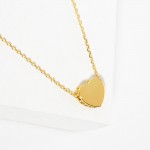Wholesale dainty Chain Link Necklace Metal Heart Pendant Cubic Zirconia Accents