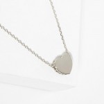 Wholesale dainty Chain Link Necklace Metal Heart Pendant Cubic Zirconia Accents