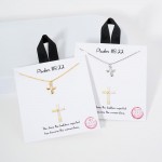 Wholesale dainty Chain Link Necklace Metal Cross Pendant Cubic Zirconia Accent G