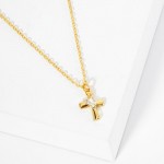 Wholesale dainty Chain Link Necklace Metal Cross Pendant Cubic Zirconia Accent G
