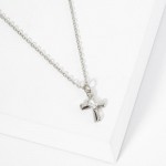 Wholesale dainty Chain Link Necklace Metal Cross Pendant Cubic Zirconia Accent G