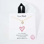 Wholesale dainty Chain Link Necklace Cubic Zirconia Heart Pendant Gold Dipped Hy
