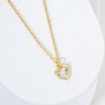 Wholesale dainty Chain Link Necklace Cubic Zirconia Heart Pendant Gold Dipped Hy