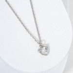 Wholesale dainty Chain Link Necklace Cubic Zirconia Heart Pendant Gold Dipped Hy