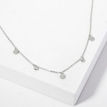 Wholesale dainty Chain Link Necklace Round Cubic Zirconia Metal Charms L Extende
