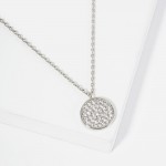 Wholesale dainty Chain Link Necklace Cubic Zirconia Studded Circle Pendant Gold