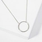 Wholesale dainty Chain Link Necklace Metal Circle Pendant Cubic Zirconia Details