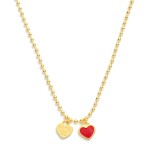 Gold Dipped Ball Chain Necklace Featuring Heart Pendants 

- Approximately 16" L
- Extender 2" L
- Brass Base