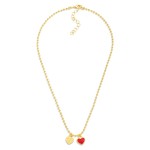 Wholesale gold Dipped Ball Chain Necklace Heart Pendants L Extender L Brass Base