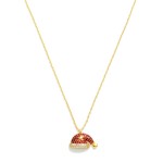 Wholesale dainty Chain Link Necklace Cubic Zirconia Santa Hat Pendant L Extender