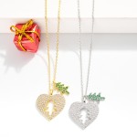 Wholesale dainty Chain Link Necklace Cubic Zirconia Heart Christmas Tree Pendant