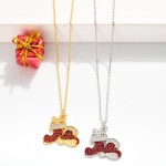 Wholesale dainty Chain Link Necklace Cubic Zirconia Santa Boots Pendant L Extend