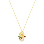 Wholesale dainty Chain Link Necklace Cubic Zirconia Snowman Pendant L Extender L