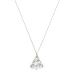 Wholesale dainty Chain Link Necklace Cubic Zirconia Christmas Tree Pendant L Ext