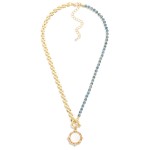 Wholesale square Chain Link Faceted Bead Necklace Toggle Clasp Reversible Coin