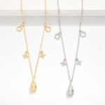 Wholesale metal Chain Link Charm Necklace Lock Clovers L Extender L