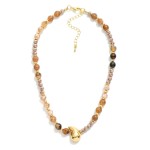 Wholesale stone Faceted Bead Beaded Necklace Metal Puffy Teardrop Pendant L Exte