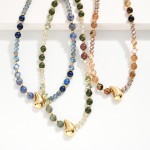 Wholesale stone Faceted Bead Beaded Necklace Metal Puffy Teardrop Pendant L Exte