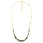 Wholesale paper Clip Chain Link Beaded Necklace Metal Tones Natural Stones L