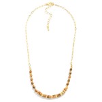 Wholesale paper Clip Chain Link Beaded Necklace Metal Tones Natural Stones L