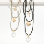 Wholesale layered Rhinestone Studded Rubber Necklace Cross Heart Pendants L Exte