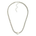 Wholesale beaded Metal Disk Necklace Pearl Rhinestone Accents L Extender L