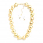 Wholesale puffy Metal Heart Necklace Metal Ball Stud Earrings Included L Extende