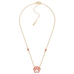 Wholesale chain Link Necklace Rhinestone Paw Print Pendant Rhinestone Stations L
