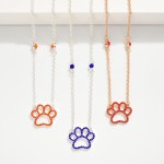 Wholesale chain Link Necklace Rhinestone Paw Print Pendant Rhinestone Stations L