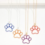 Wholesale chain Link Necklace Hollow Enamel Paw Print Pendant L Extender L