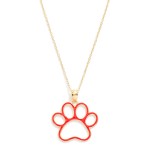 Wholesale chain Link Necklace Hollow Enamel Paw Print Pendant L Extender L