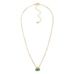 Wholesale chain Link Necklace Rectangular Rhinestone Charms L Extender L