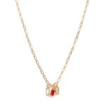 Wholesale chain Link Necklace Rectangular Rhinestone Charms L Extender L