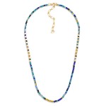 Beaded Necklace Featuring Faceted Beads & Gold Tone Square Beads

- Approximately 14" L