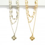 Wholesale layered Chain Link Necklace Pearl Stations Metal Clover Pendant L Exte