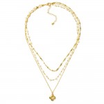 Wholesale layered Chain Link Necklace Pearl Stations Metal Clover Pendant L Exte