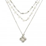 Wholesale layered Chain Link Necklace Pearl Stations Metal Clover Pendant L Exte