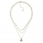 Wholesale layered Chain Link Necklace Pearl Stations Metal Clover Pendant L Exte