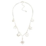 Wholesale paperclip Chain Link Charm Necklace Metal Tones Rhinestones L Extender